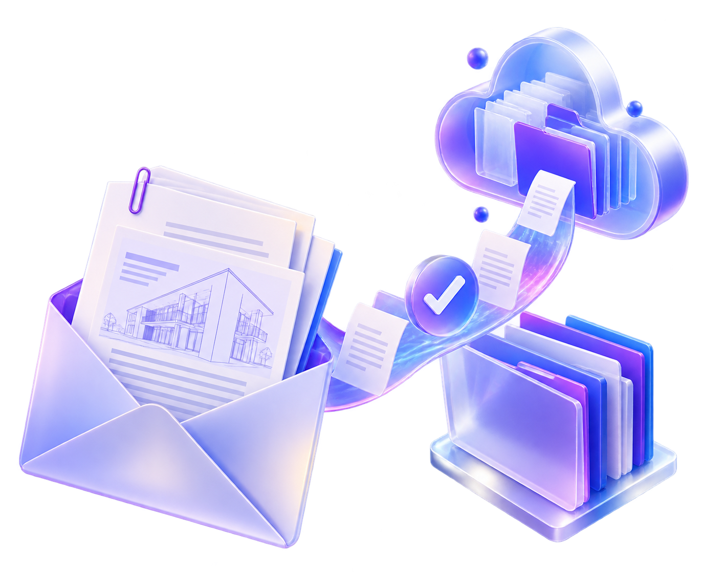 Email to cloud workflow illustration